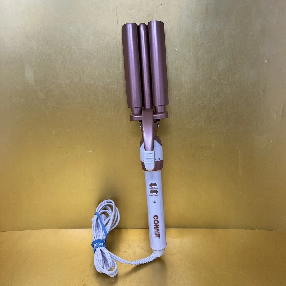 Conair Double Ceramic Triple Barrel Curl Styling Waver Rose Gold Hair Tool